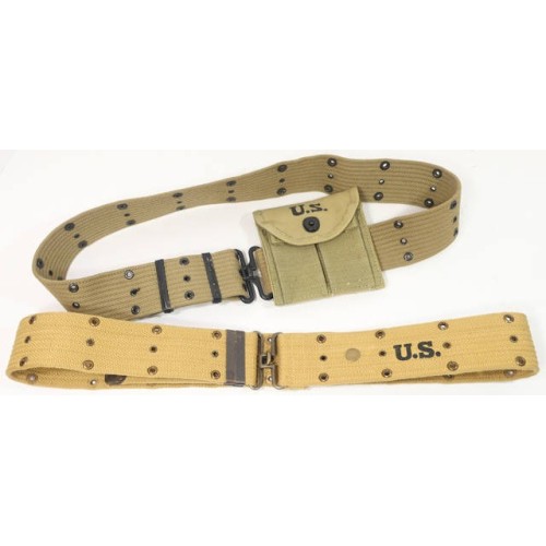 US410.)TWO WWII US ARMY PISTOL BELTS, REPRODUCTIONS