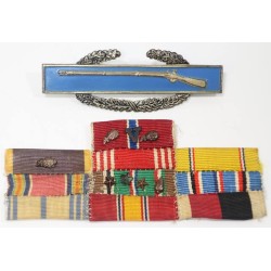 US418.)WWII US ARMY 10-PLACE RIBBON GROUPING WITH CIB