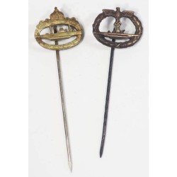 G547.)TWO GERMAN NAVY U-BOAT STICKPINS, WWI AND WWII