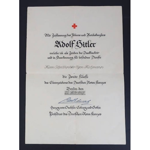 G563.)3rd RCH GERMAN RED CROSS AWARD DOCUMENT