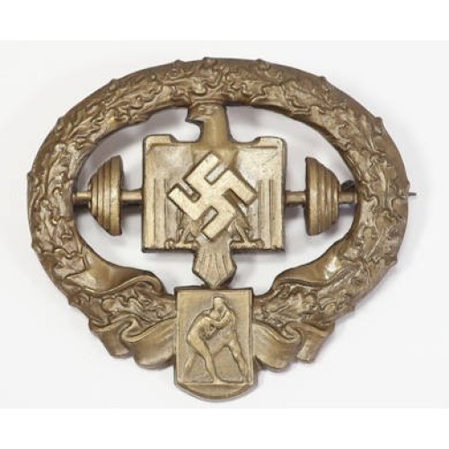 G558.)DRL SPORTS BADGE FOR WEIGHT LIFTING IN BRONZE
