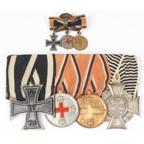 G570.)WWI PRUSSIAN 4-PLACE MEDAL BAR