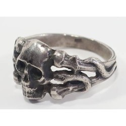 RD488.)SILVER W-SS TOTENKOPF SILVER RING