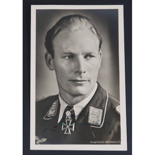G629.)LUFTWAFFE '39 KNIGHT'S CROSS RECIPIENT WERNER BAUBACH SIGNED PHOTO