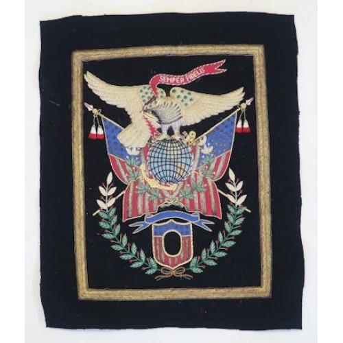 US691.)CIRCA 1900 CHINA MARINES DECORATIVE BULLION EMBROIDERED HANGER