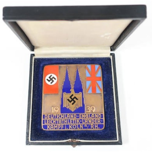 G739.)CASED 1939 DRL SPORTS AWARD FOR THE GERMANY-ENGLAND COMPETITIVE GAMES
