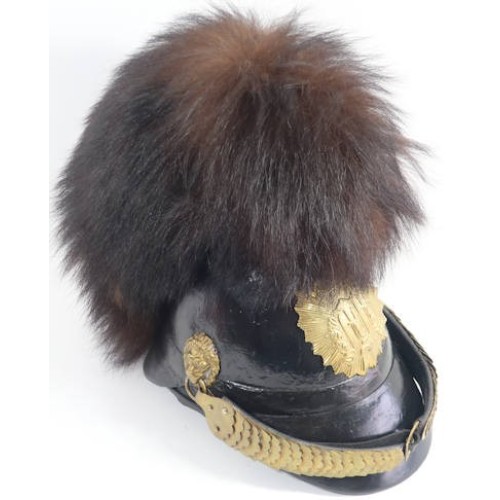 RD764.)IMPERIAL BAVARIAN JAGER LEATHER HELMET, RESTORED