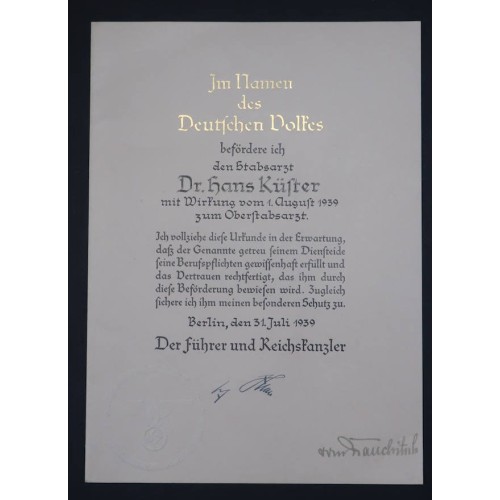 G956.)3rd RCH GERMAN ARMY PROMOTION DOCUMENT