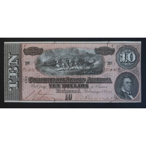 US461.)CONFEDERATE STATE 1864 $10 NOTE