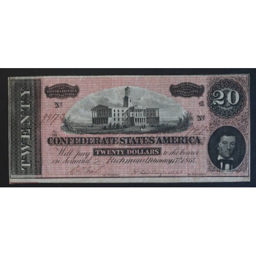US462.)CONFEDERATE STATES 1864 $20 NOTE