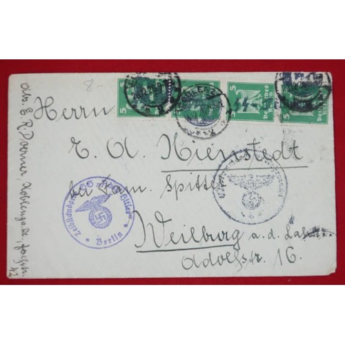 G454.)GERMAN POSTAL COVER, LIEBSTANDARTE AH REGIMENT