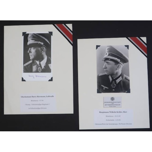 G538.)TWO (2) SIGNED PHOTOS, '39 KNIGHT'S CROSS HOLDERS