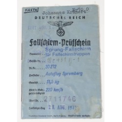 G550.)LUFTWAFFE PARACHUTE PACKING CERTIFICATE