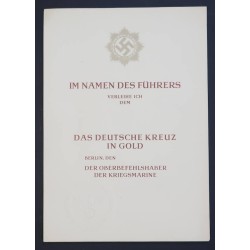G661.)GERMAN CROSS IN GOLD AWARD DOCUMENT, BLANK