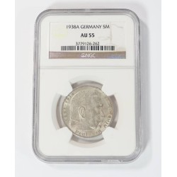 G820.)3rd RCH GERMAN 1938-DATED 5RM SILVER COIN