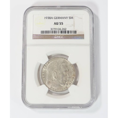 G820.)3rd RCH GERMAN 1938-DATED 5RM SILVER COIN