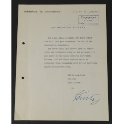 G806.)ADMIRAL DONITZ SIGNED LETTER, WARTIME 1942