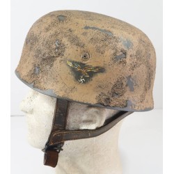 RD761.)LUFTWAFFE DOUBLE-DECAL PARATROOPER HELMET, TROPICAL CAMOUFLAGE