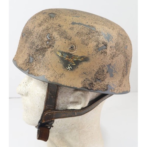 RD761.)LUFTWAFFE DOUBLE-DECAL PARATROOPER HELMET, TROPICAL CAMOUFLAGE RD761.)LUFTWAFFE DOUBLE-DECAL PARATROOPER HELMET, TROPICAL CAMOUFLAGE
