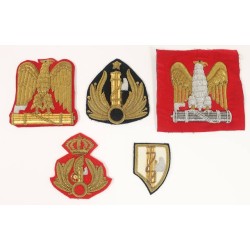RD871.)FIVE (5) ITALIAN FASCIST VISOR CAP BULLION INSIGNIA