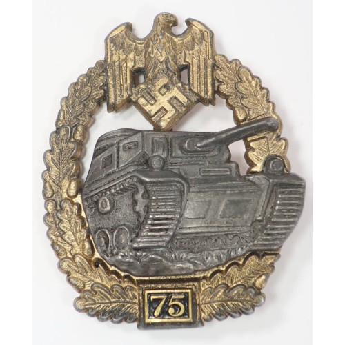 RD888.)NUMBERED PANZER ASSAULT BADGE FOR 75 ENGAGEMENTS RD888.)NUMBERED PANZER ASSAULT BADGE FOR 75 ENGAGEMENTS