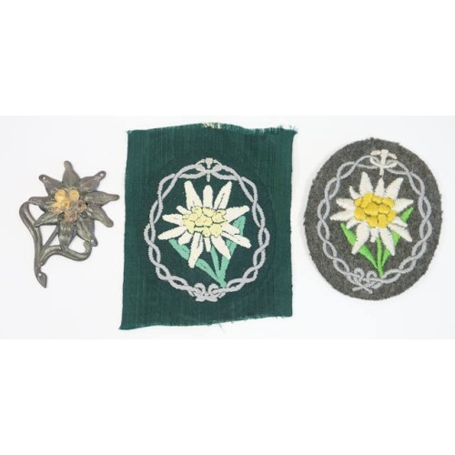 G913.)THREE (3) GERMAN ARMY MOUNTAIN TROOPS INSIGNIA