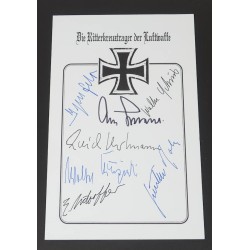 G915.)POST-WAR CARD SIGNED BY SEVEN (7) LUFTWAFFE ACES