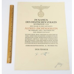 G922.)LUFTWAFFE OFFICER'S PROMOTION DOCUMENT