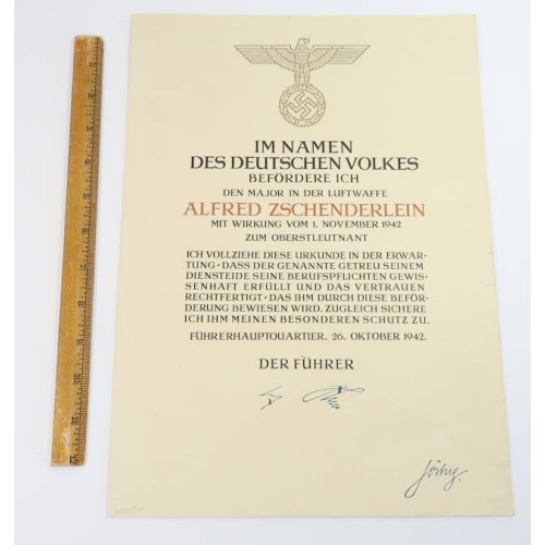 G922.)LUFTWAFFE OFFICER'S PROMOTION DOCUMENT