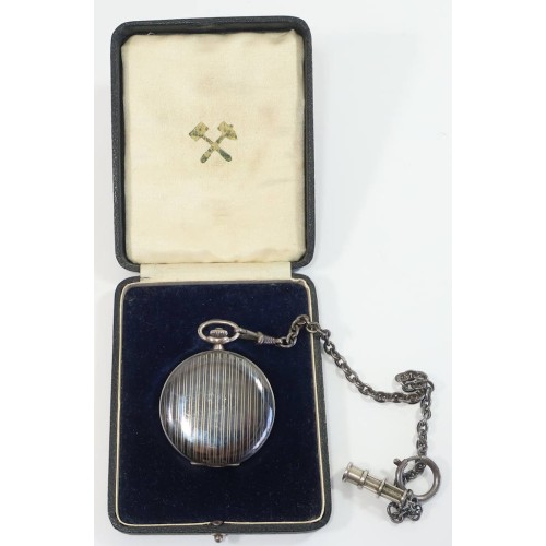 G923.)CASED POCKET WATCH, PRESENTATION PIECE TO RAD LEADER HIERL