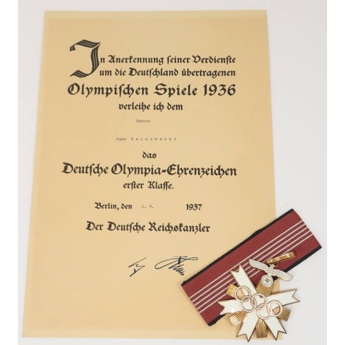 RD975.)1936 OLYMPIC GAMES COMMEMORATIVE MEDAL 1st CLASS