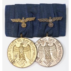 G1038.)3rd RCH GERMAN ARMY 2-PLACE MEDAL BAR, WEHRMACHT LONG SERVICE
