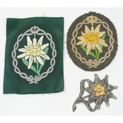 G1066.)SET OF THREE (3) ORIGINAL GERMAN ARMY MOUNTAIN TROOPS BADGES
