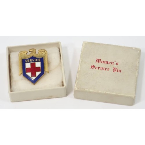 US1030.)BOXED AMERICAN RED CROSS WOMEN'S SERVICE ENAMEL BADGE US1030.)BOXED AMERICAN RED CROSS WOMEN'S SERVICE ENAMEL BADGE