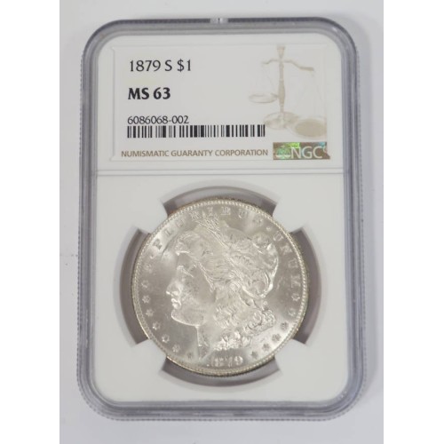 US1012.)1879 MORGAN SILVER DOLLAR, NGC GRADED AND CERTIFIED US1012.)1879 MORGAN SILVER DOLLAR, NGC GRADED AND CERTIFIED